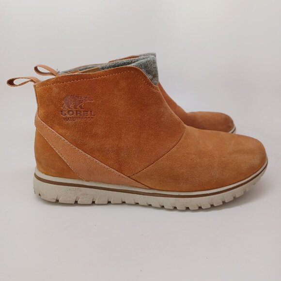Sorel Boots Chelsea Ankle Height Tan Suede Water Resistant Womens 7 - Picture 9 of 16